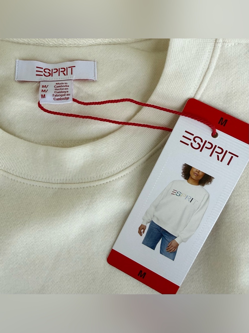 ESPRIT 3-Pack Rainbow/Cream, Blue, Green/White Sweatshirts Embroidered Logo - Picture 13 of 16
